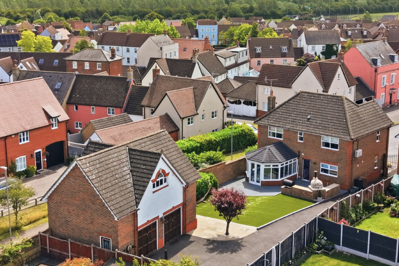 Aerial view over Albra Mead, Chelmsford Garden Community, CM1